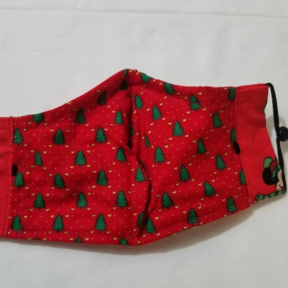 Hand Crafted Kids Cotton Face Mask Mickey and Minnie Mouse Ages 2-6 Christmas